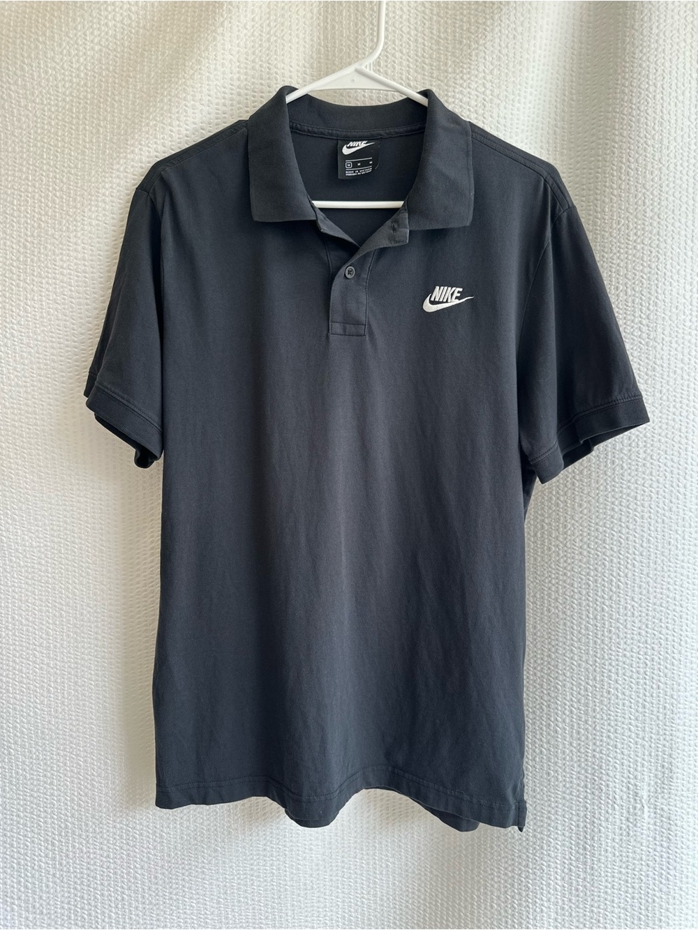 Nike Black Polo Shirt Mens Medium Cotton Short Sleeve Golf Casual Classic